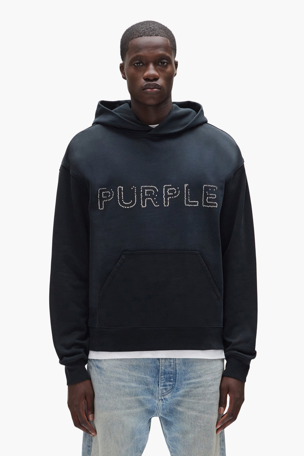 PURPLE BRAND P447 Studded Wordmark Hoodie - Gravity NYC