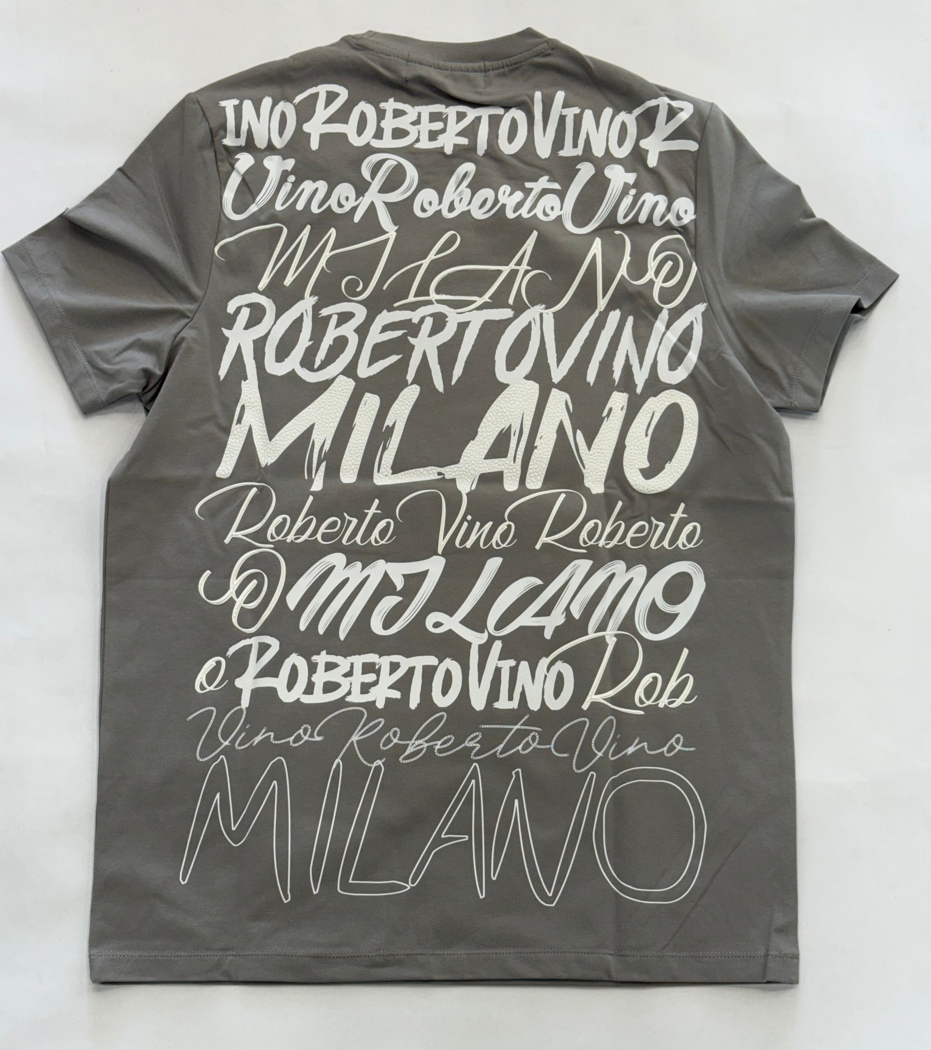 ROBERTO VINO Big Writing Tee Grey - Gravity NYC