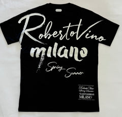 ROBERTO VINO Milano Writing Tee Black - Gravity NYC