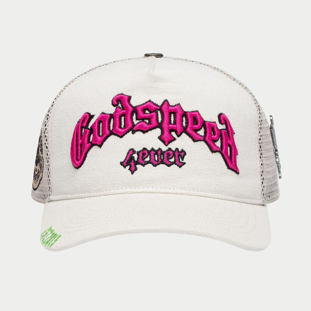 GODSPEED Forever Trucker Hat (White/Fuchsia) Gravity NYC