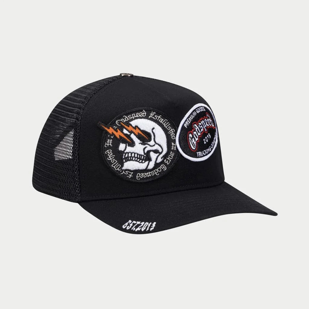 GODSPEED GS Dual Patch Trucker Hat (Black) Gravity NYC