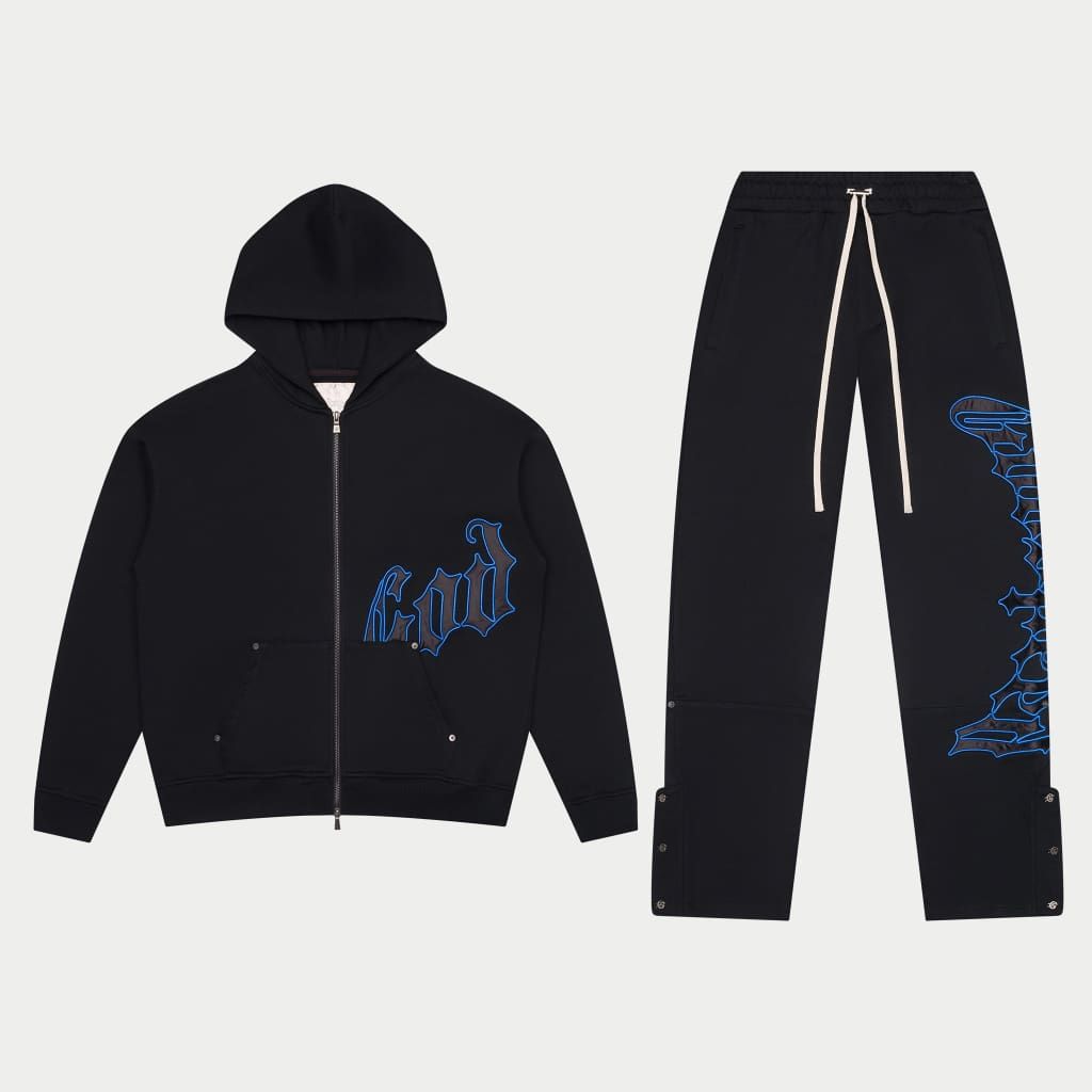 GODSPEED OG Logo V2 Sweatsuit Set (Black/Royal Blue)