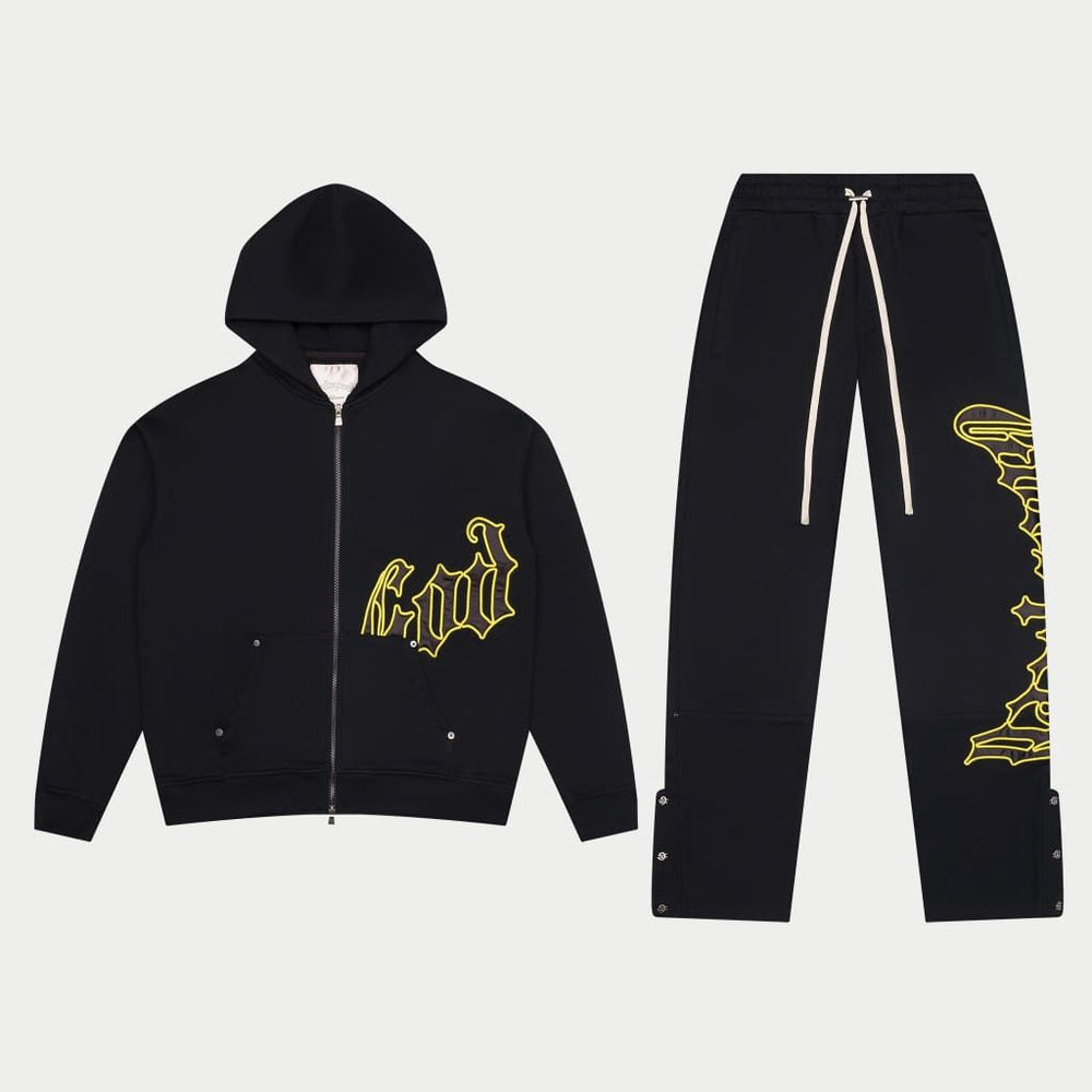 GODSPEED OG Logo V2 Sweatsuit Set (Black/Yellow) - Gravity NYC