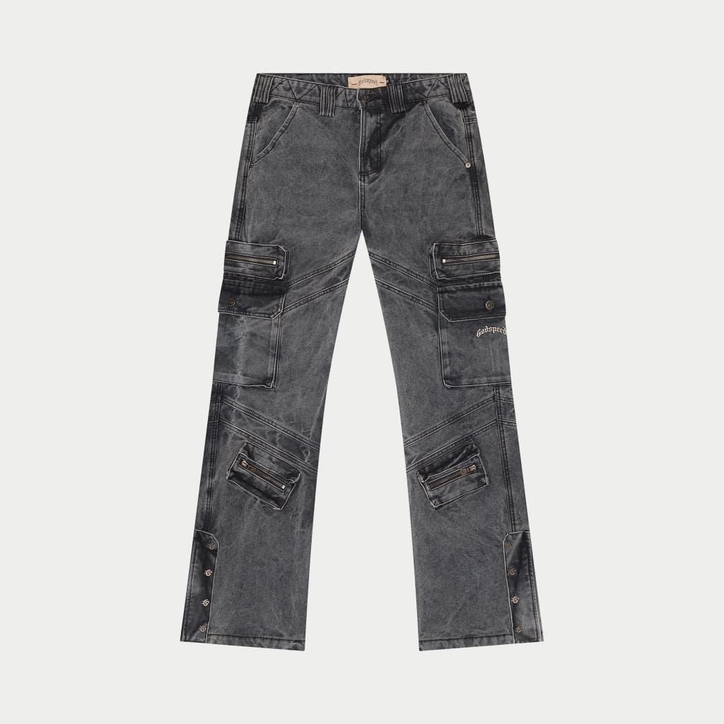 GODSPEED Rockstar Flare Cargo Denim Grey Wash