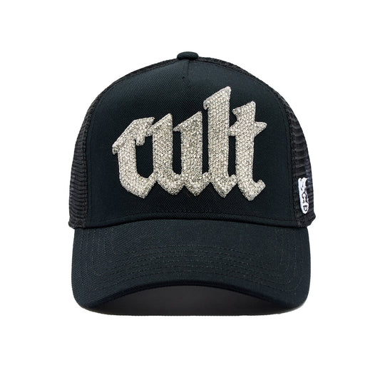 CULT OF INDIVIDUALITY Crystal Cult Script Logo Hat in Black Gravity NYC