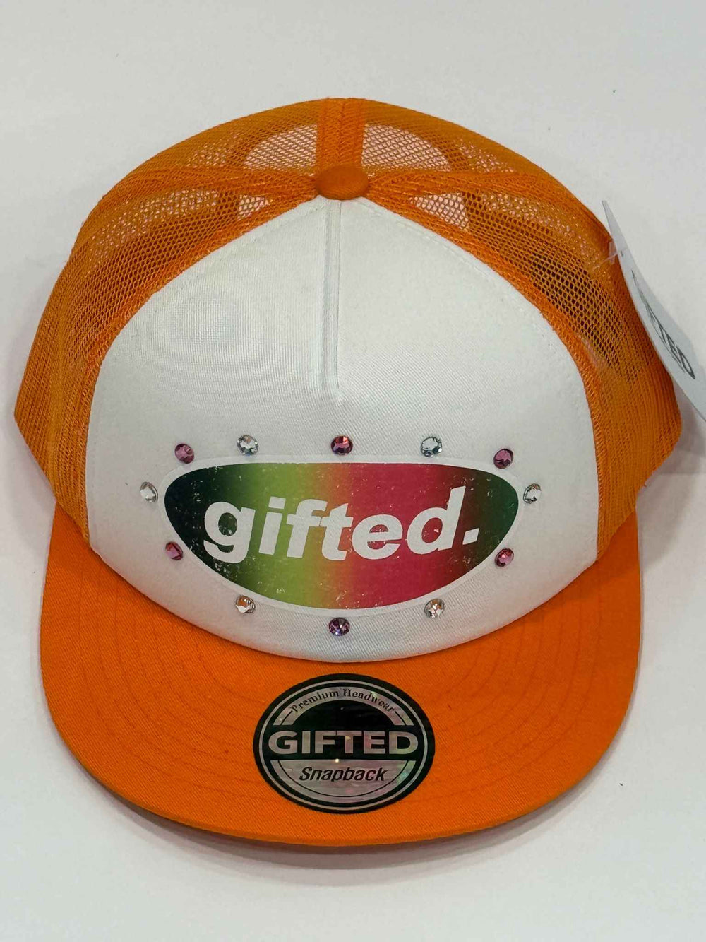 EVERYONE IS GIFTED Rhinestone Hat (Orange) - Gravity NYC