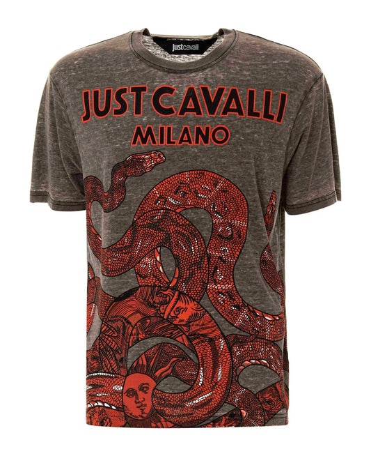 JUST CAVALLI SNAKE BURNOUT T-Shirt