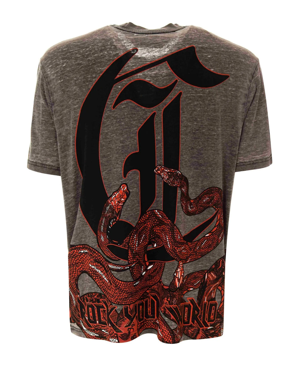 JUST CAVALLI Snake Burnout T-Shirt - Gravity NYC