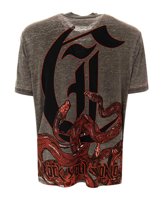 JUST CAVALLI SNAKE BURNOUT T-Shirt