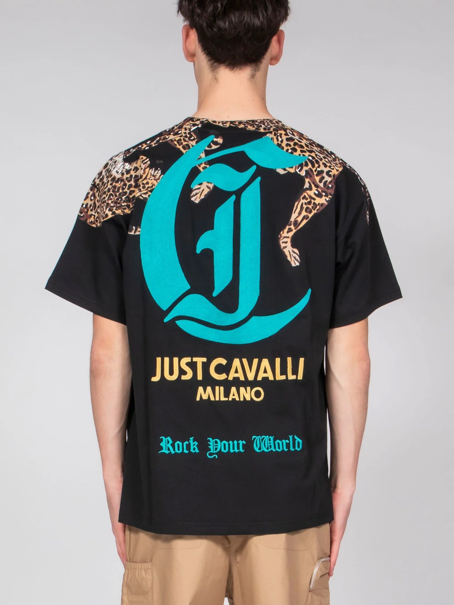 JUST CAVALLI Leopard Neck T-Shirt - Gravity NYC