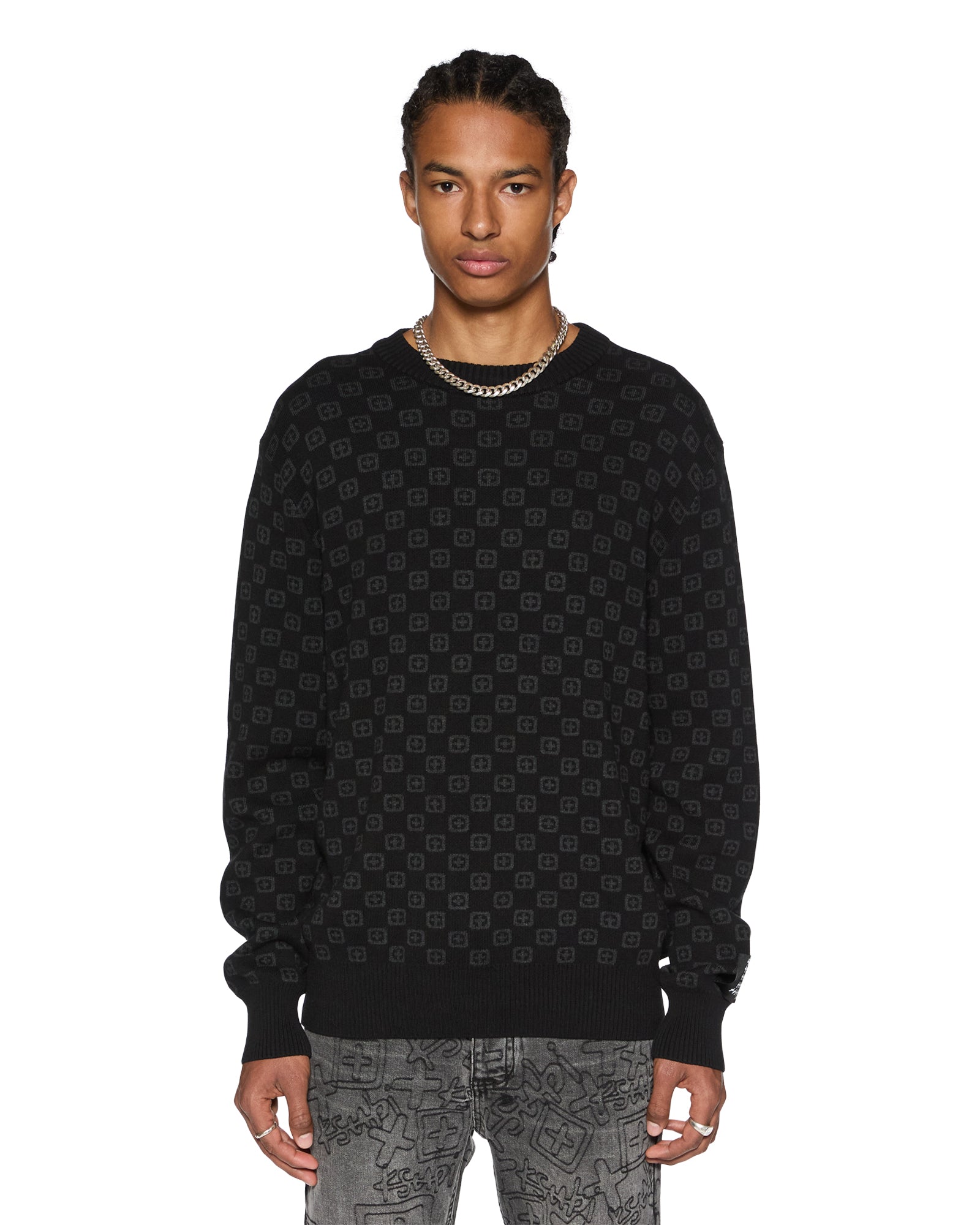 KSUBI Box Knit Crew Washed Black Gravity NYC