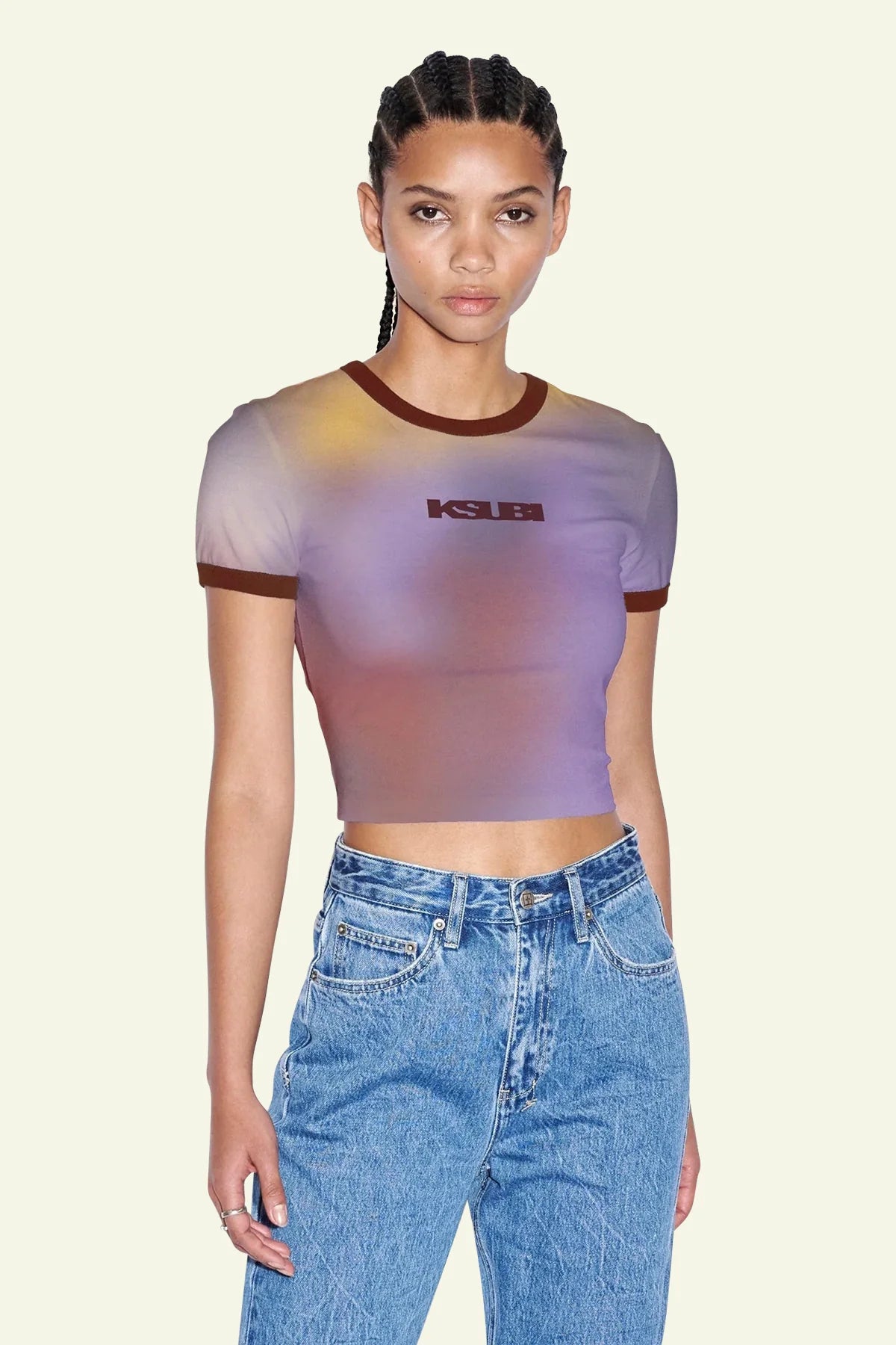 KSUBI Women's Refract Sott SS Baby Tee Euphoria Gravity NYC