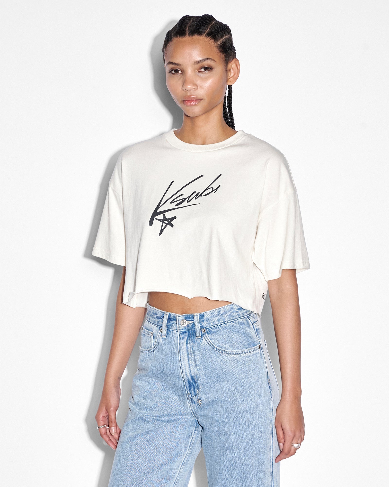 KSUBI Women's Sprayed Oh G Crop SS Tee White Gravity NYC