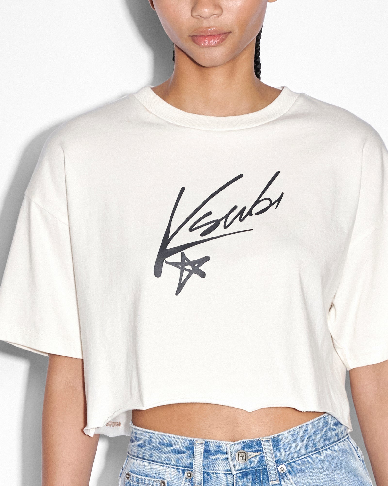 KSUBI Women's Sprayed Oh G Crop SS Tee White Gravity NYC