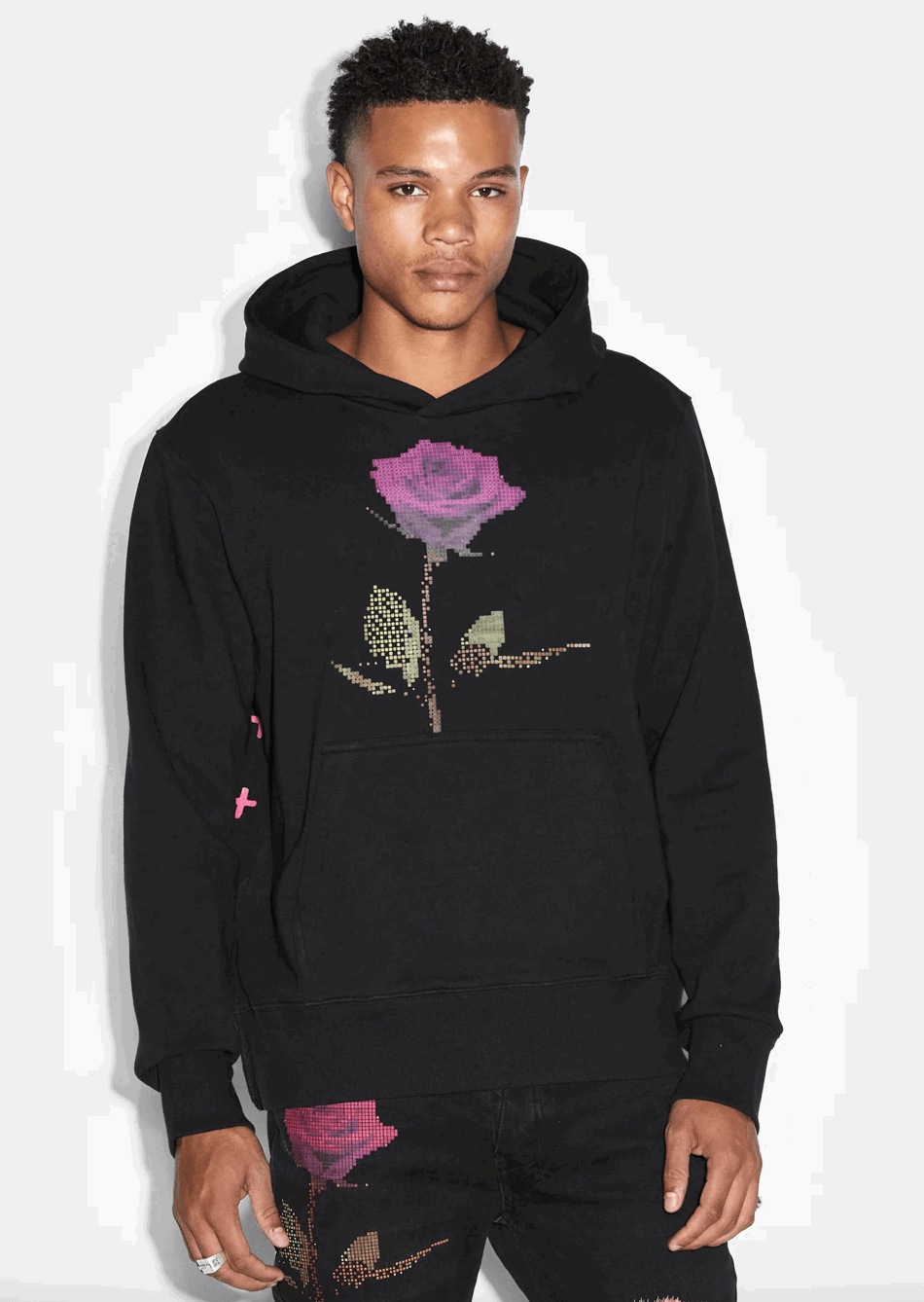 KSUBI Pixel Flower Kash Hoodie Jet Black - Gravity NYC