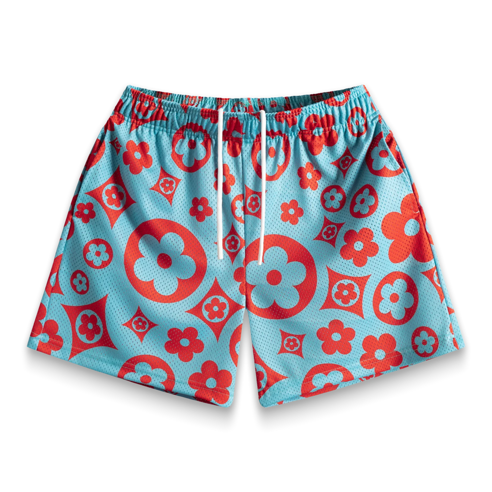 BRAVEST STUDIOS Turquoise Flower Shorts - Gravity NYC