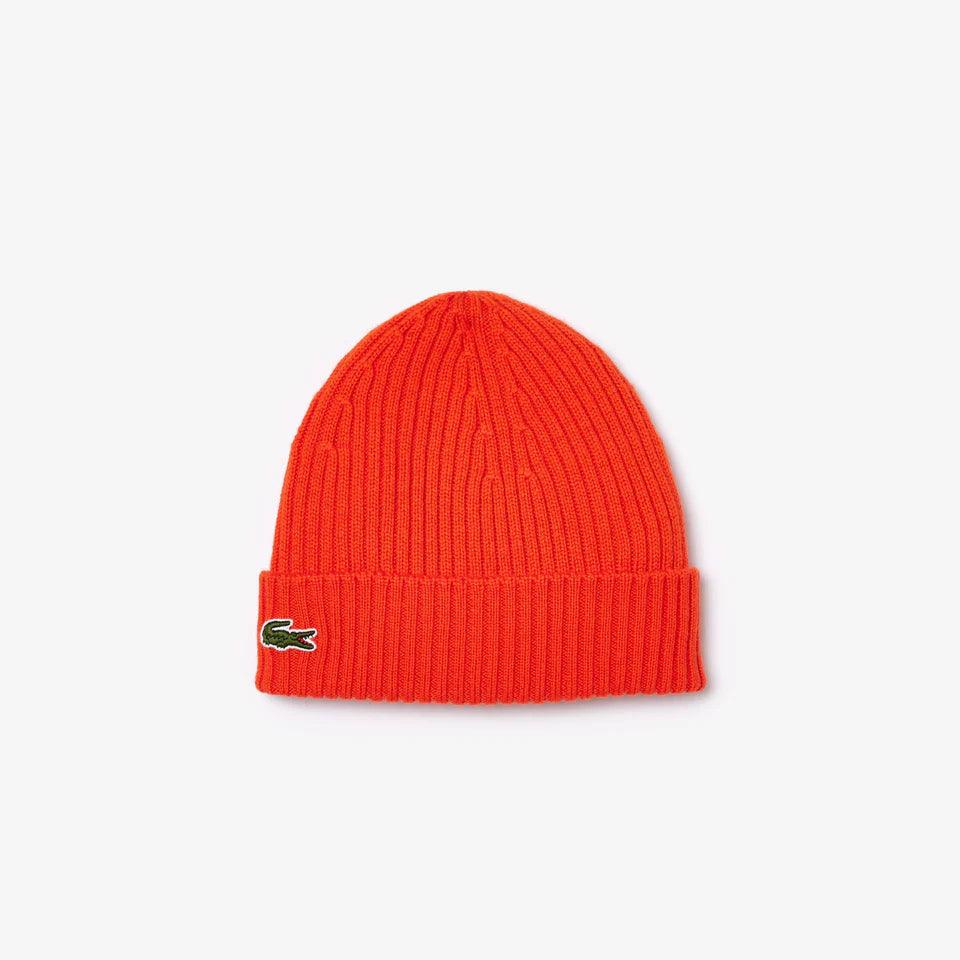 LACOSTE Unisex Ribbed Knit Beanie