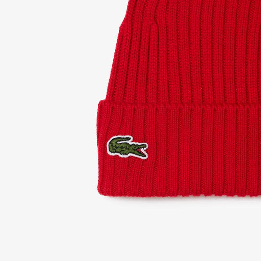 LACOSTE Unisex Ribbed Knit Beanie - Gravity NYC