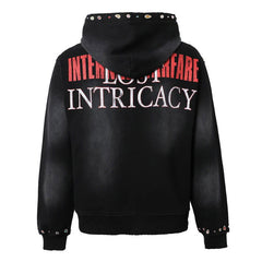 LOST INTRICACY Black Front Page Mag Zip Up Hoodie Gravity NYC
