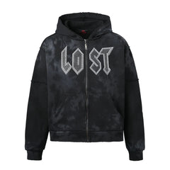 LOST INTRICACY Rhinestone Sweatsuit Set Black Splatter Gravity NYC