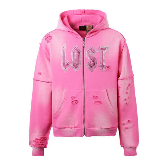 LOST INTRICACY Rhinestone Sweatsuit Set Pink Gravity NYC