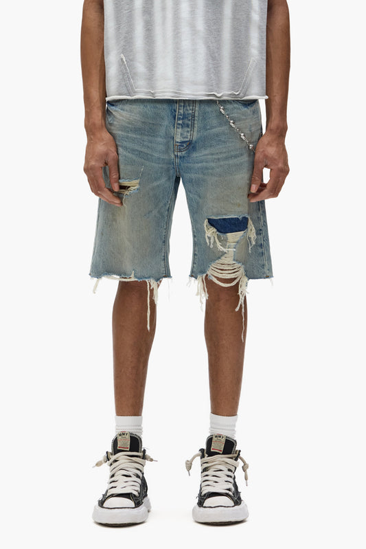 PURPLE BRAND P059 Distressed Patched Shorts - Gravity NYC