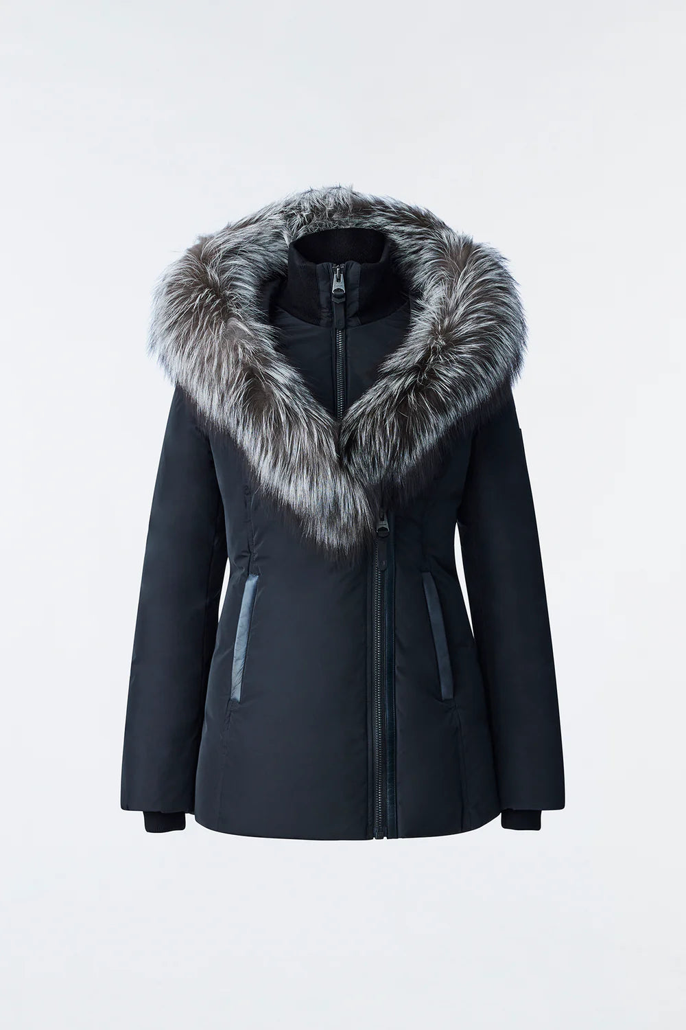 MACKAGE ADALI-X Down Coat with Silver Fox Fur Signature Mackage Collar Gravity NYC