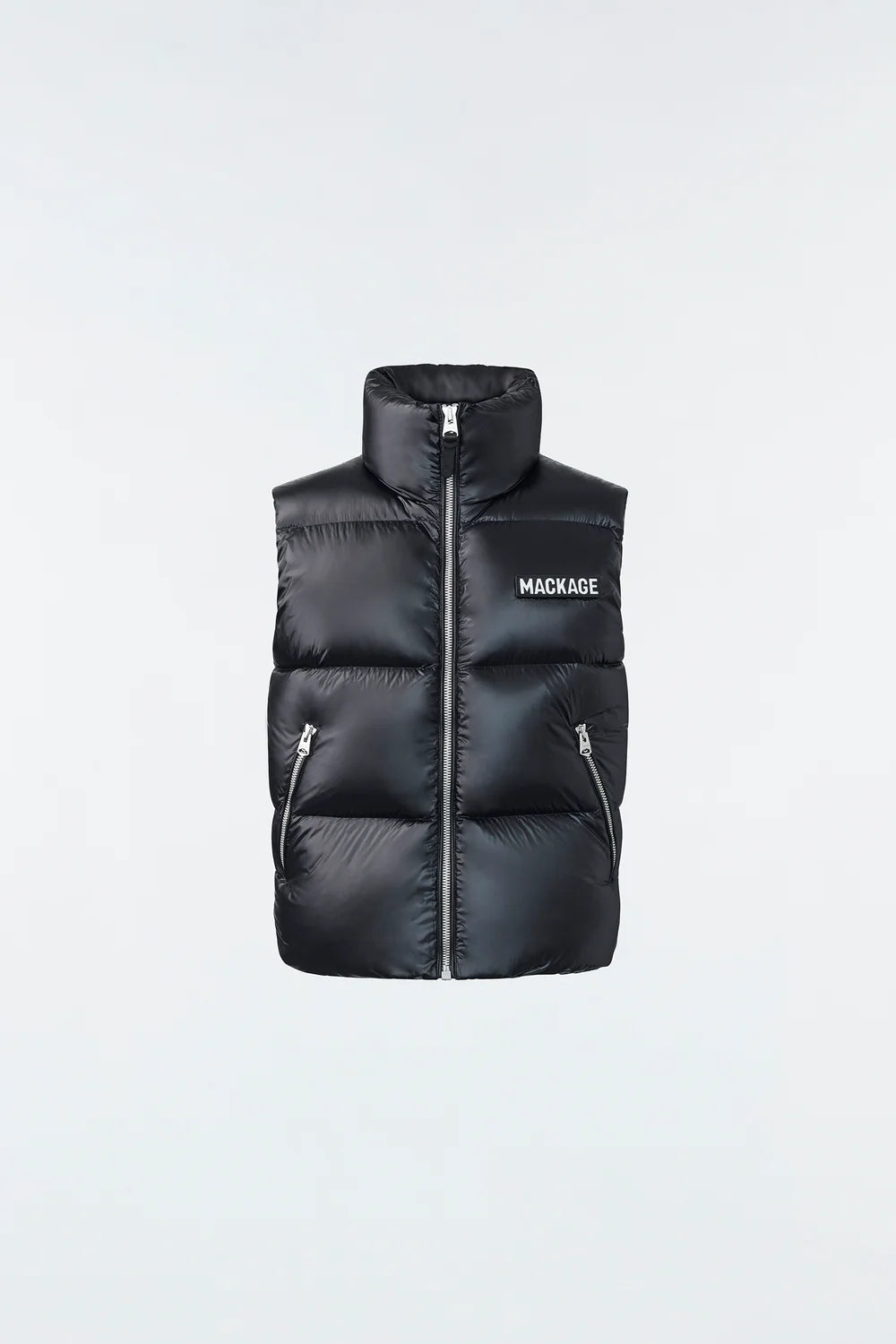 MACKAGE KANE Lustrous Light Down Vest with Funnel Collar