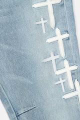 RTA Bryant Coastal Drift Cross Patch Jeans - Gravity NYC