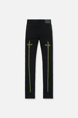 RTA Bryant Black Green Digital Cross Jeans - Gravity NYC