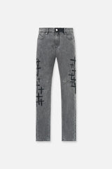 RTA Bryant Clouded Mist Cross Patch Jeans - Gravity NYC