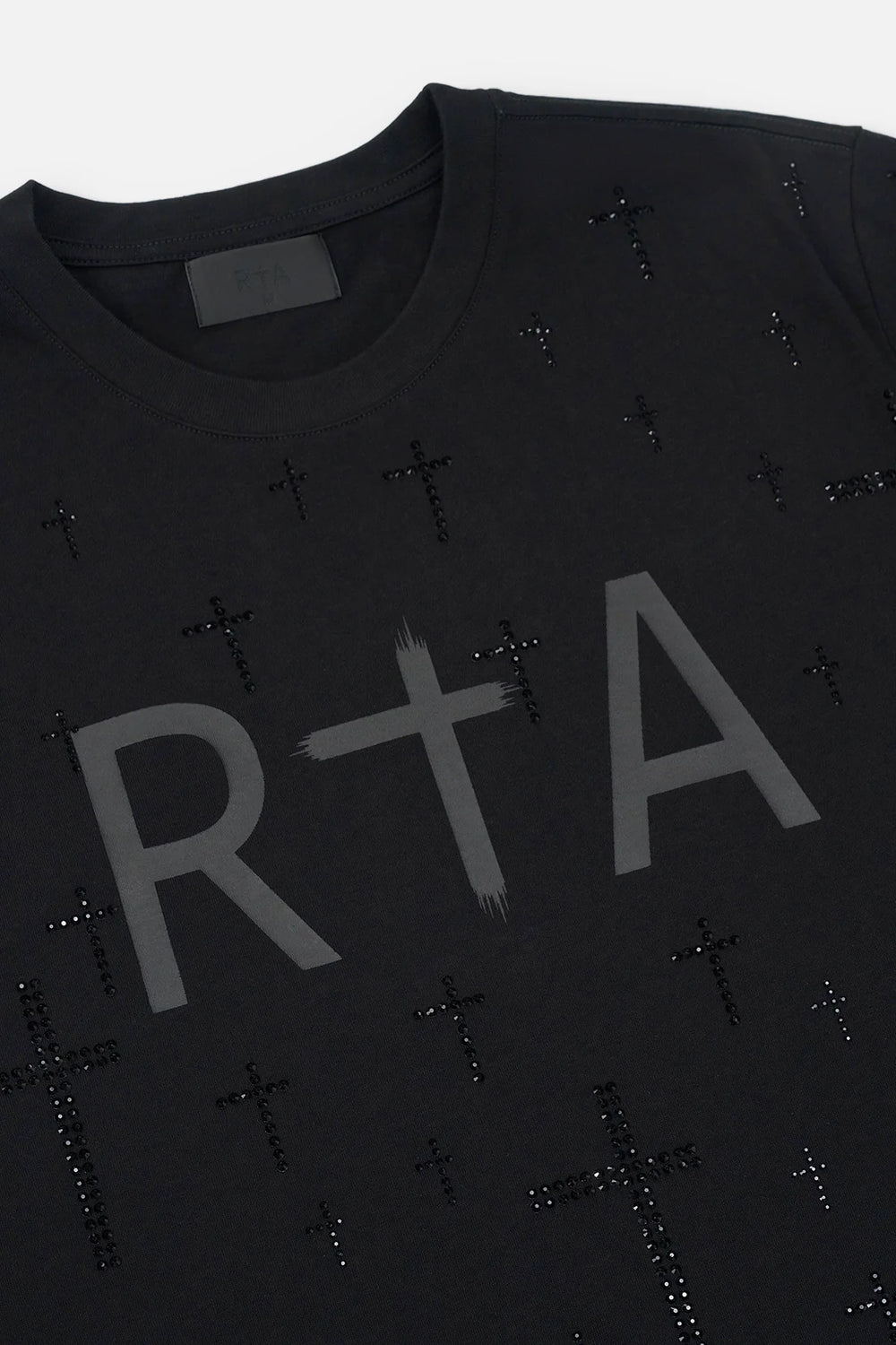 RTA Liam Black Crystal T-Shirt - Gravity NYC