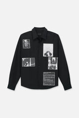 RTA Lowell Black Vintage Patch Long Sleeve Shirt