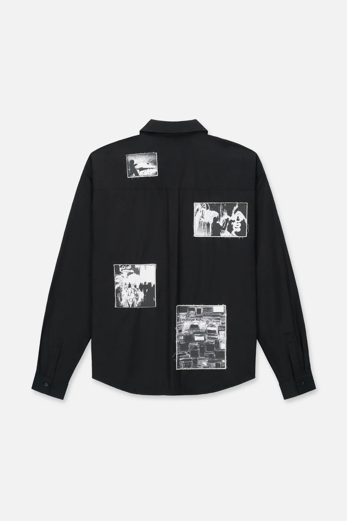 RTA Lowell Black Vintage Patch Long Sleeve Shirt