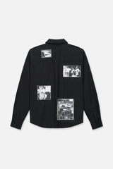 RTA Lowell Black Vintage Patch Long Sleeve Shirt