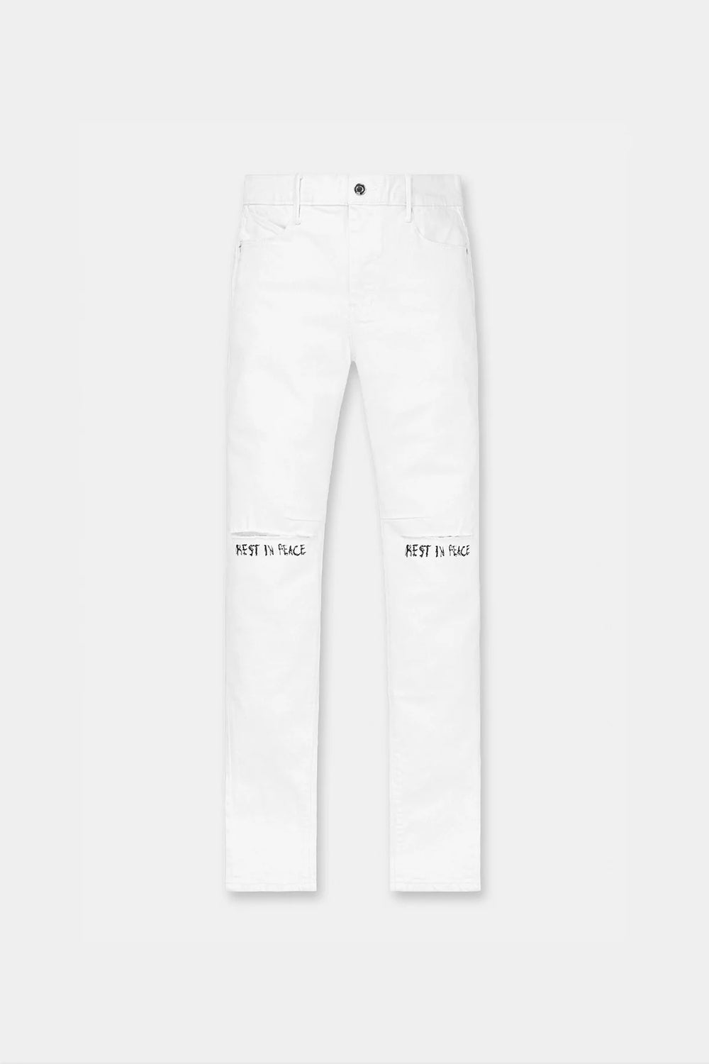 RTA Bryant White-Black Rest in Peace RIP Jeans - Gravity NYC