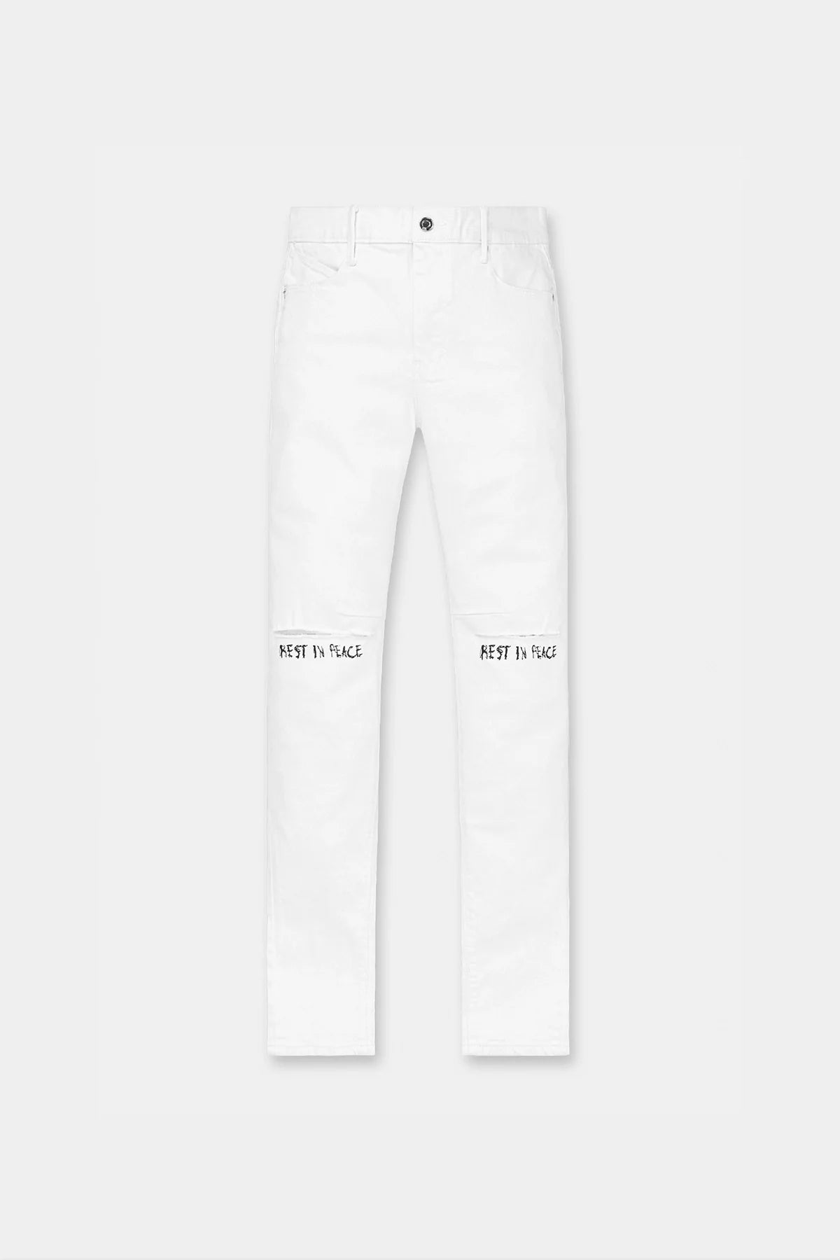 RTA Bryant White-Black Rest in Peace RIP Jeans - Gravity NYC