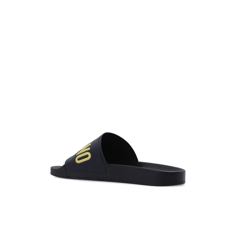 MOSCHINO Logo Debossed Open Toe Slides Gravity NYC