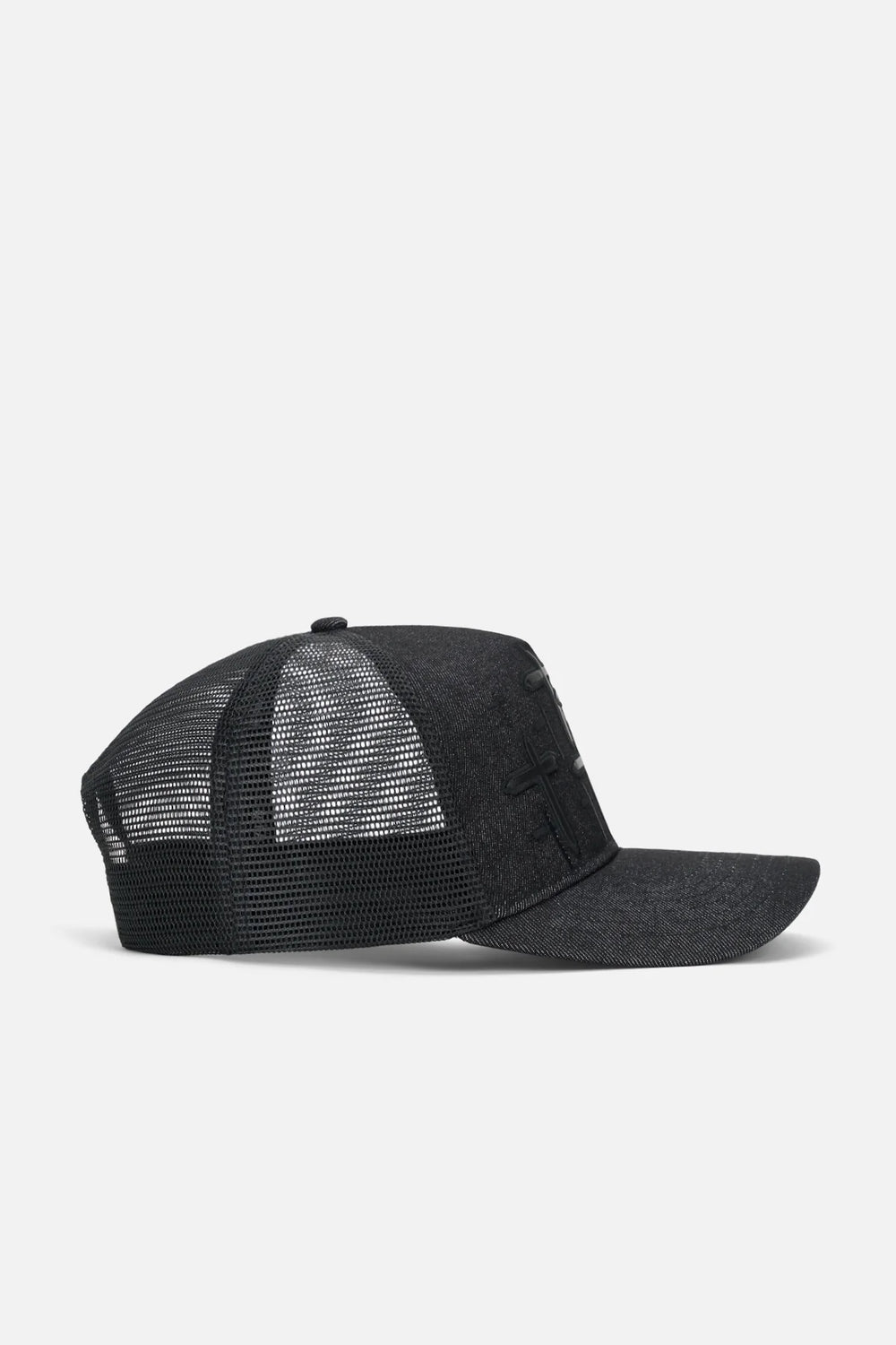 RTA Gideon Black Cross Trucker Hat - Gravity NYC