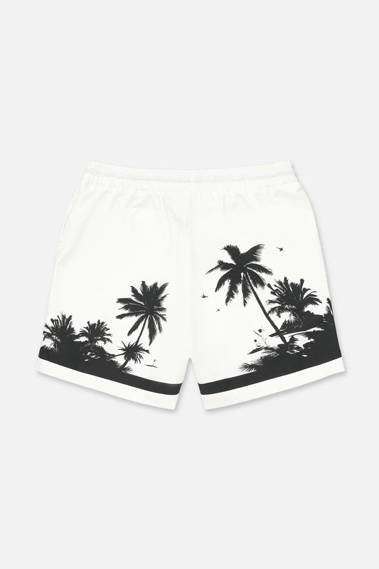 RTA Clyde White Palm Trees Shorts - Gravity NYC