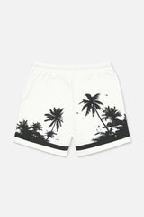 RTA Clyde White Palm Trees Shorts - Gravity NYC