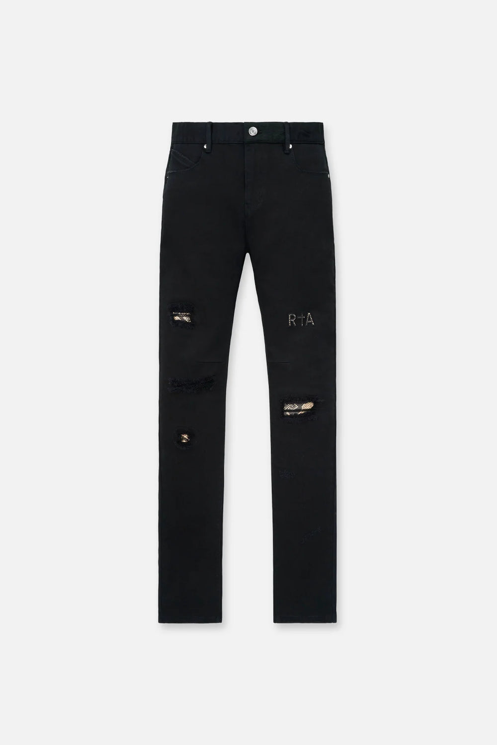 RTA Bryant Skinny Jean Black Distressed Snake - Gravity NYC