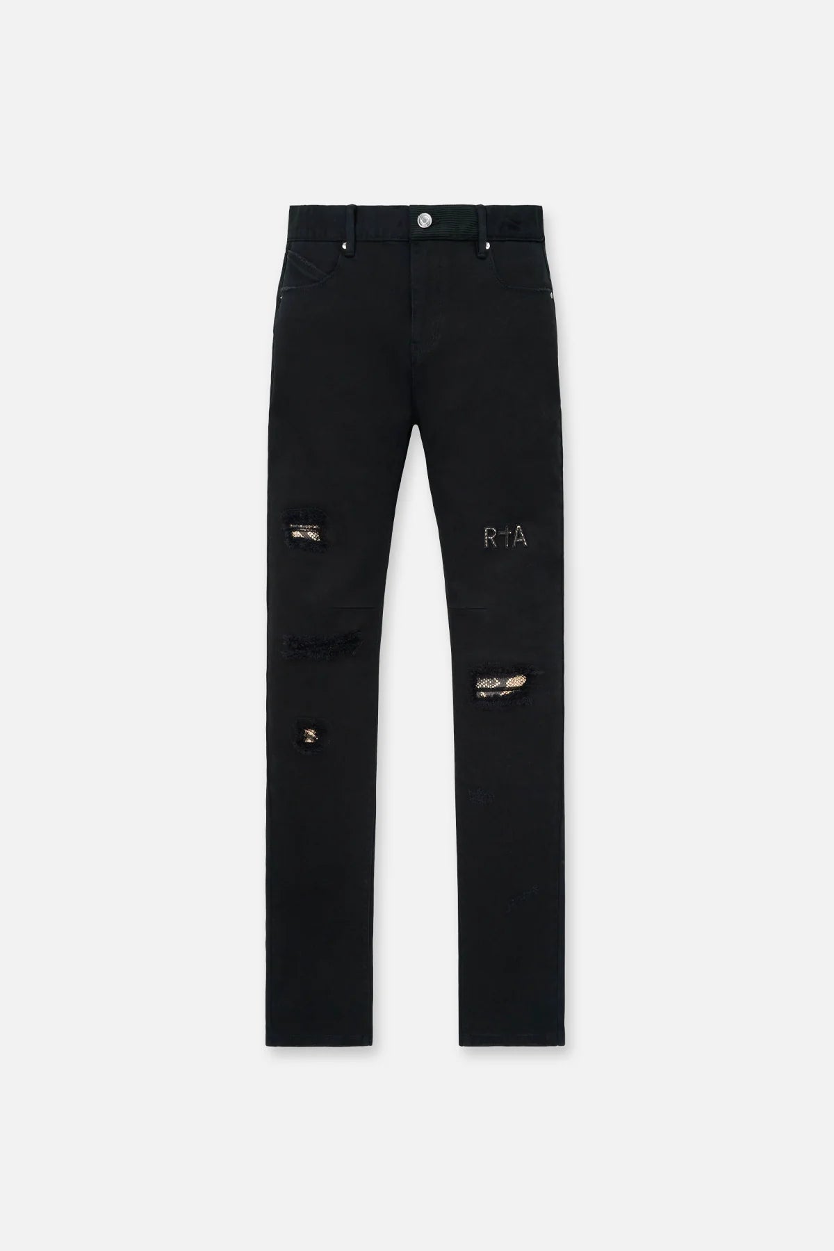 RTA Bryant Skinny Jean Black Distressed Snake Gravity NYC