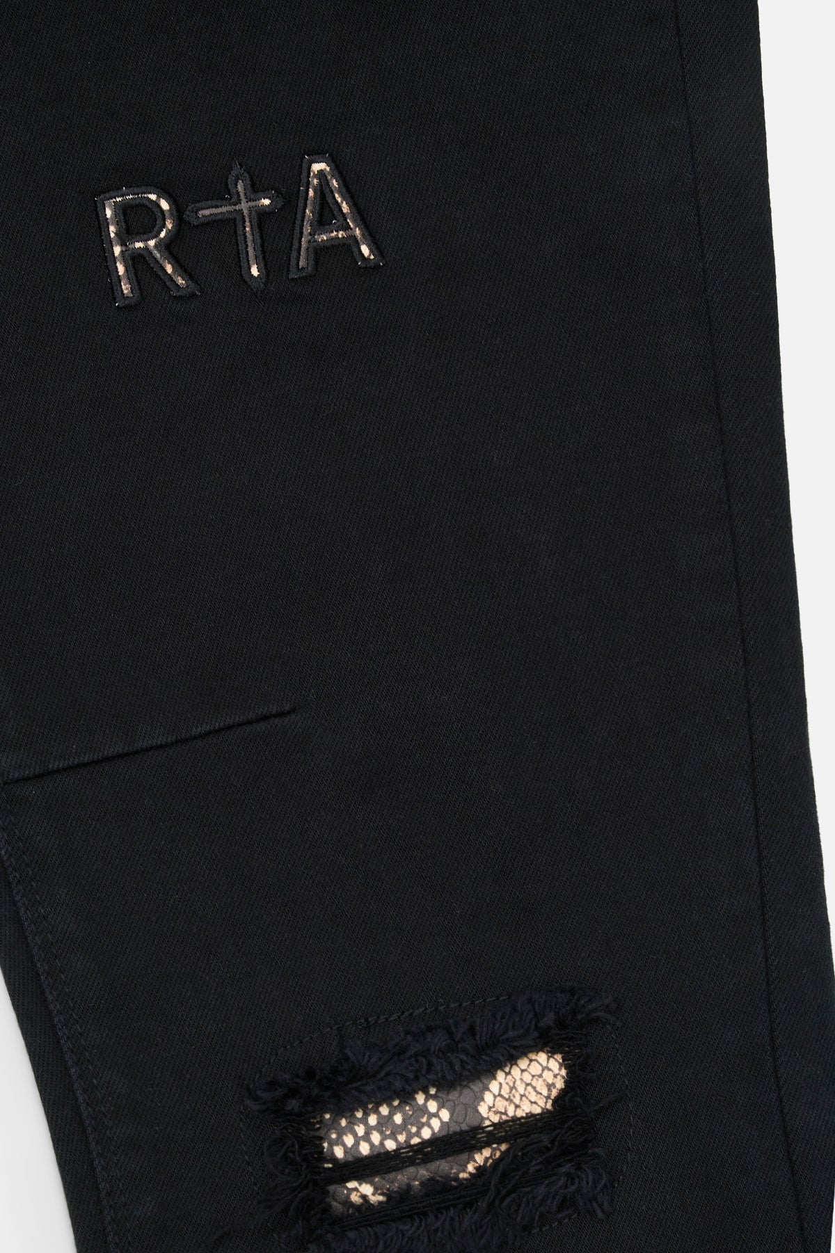 RTA Bryant Skinny Jean Black Distressed Snake Gravity NYC