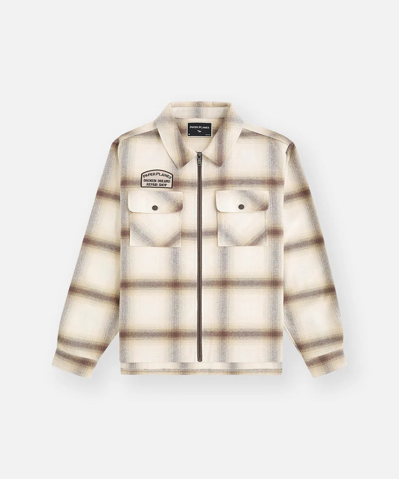 PAPER PLANES Flannel Zip Front Shirt - Gravity NYC