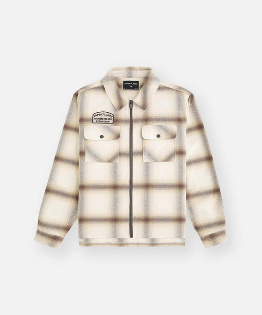 PAPER PLANES Flannel Zip Front Shirt Gravity NYC