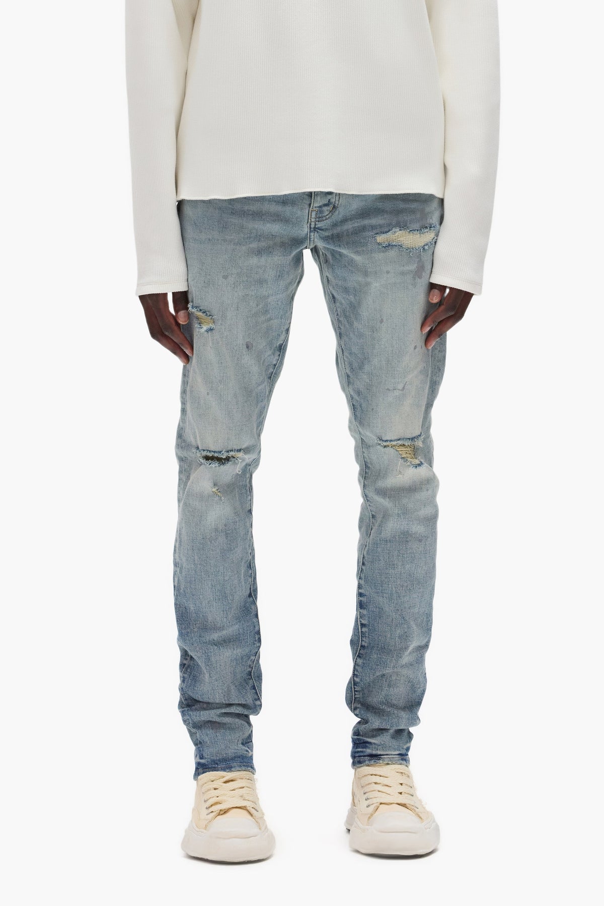 PURPLE BRAND P001 Worn Indigo Slashed Paint - Gravity NYC