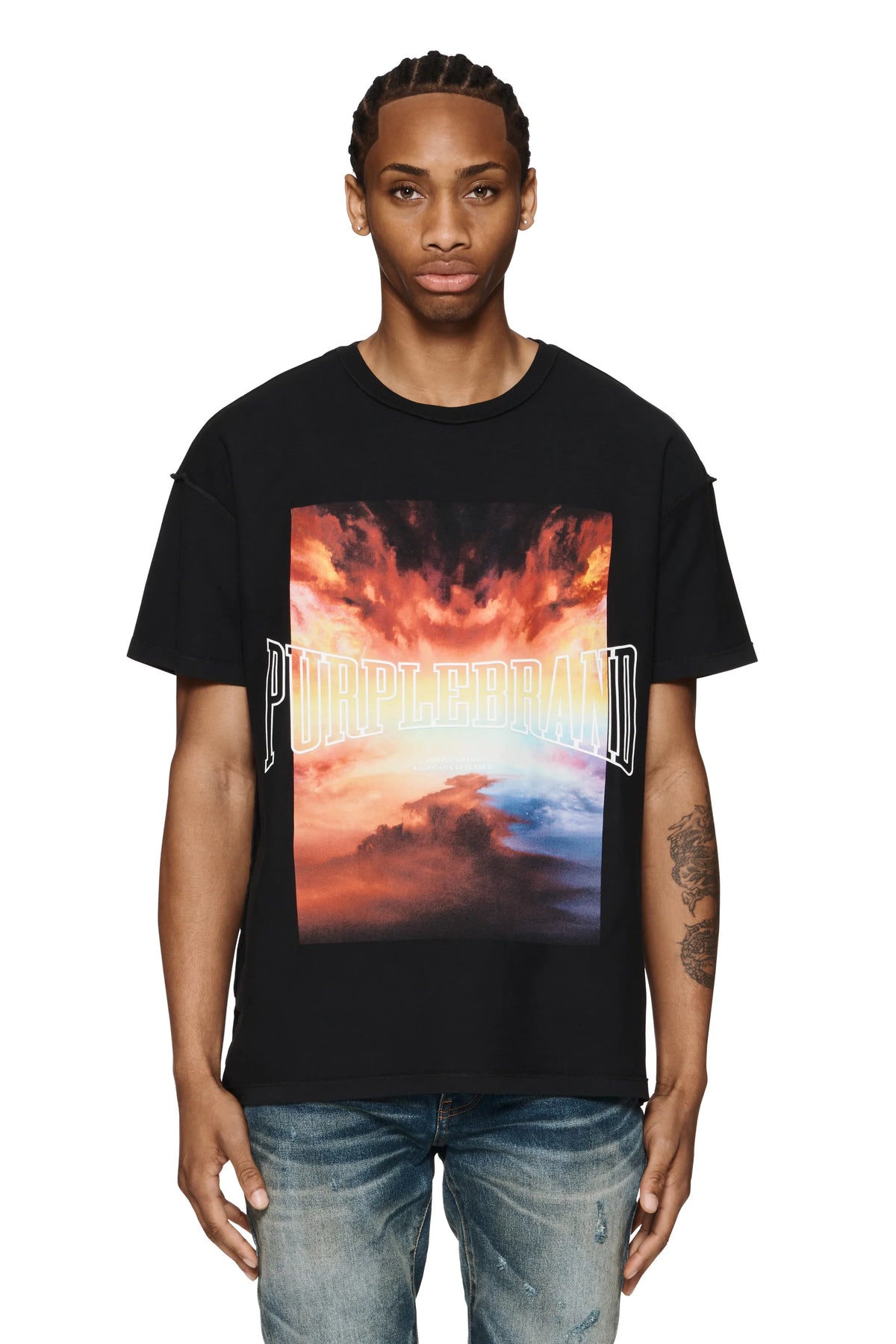 PURPLE BRAND P101 Fire in the Sky T-Shirt Gravity NYC