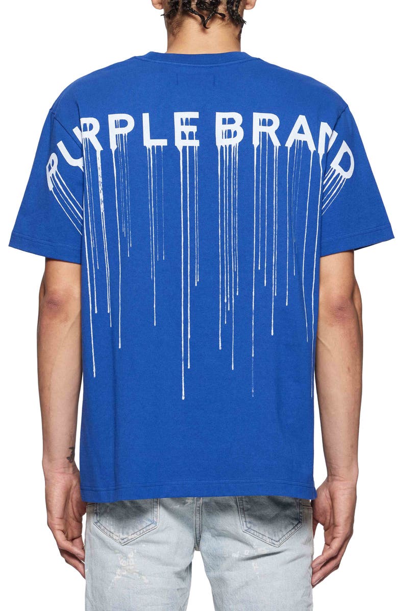 PURPLE BRAND P117 Wordmark Drip Tee Blue Gravity NYC