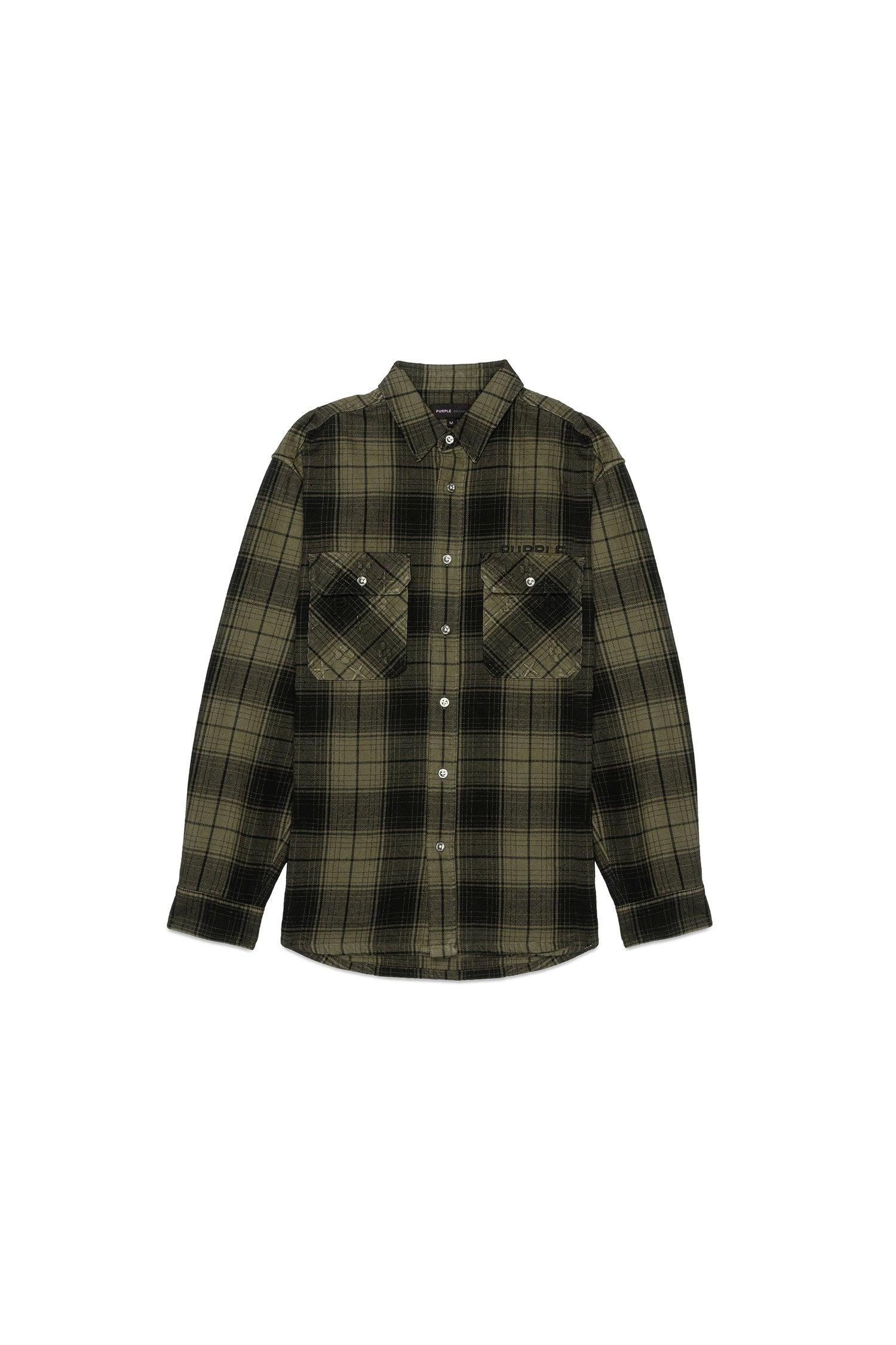 PURPLE BRAND P331 Overdyed Flannel Long Sleeve Shirt Gravity NYC